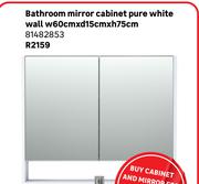 Bathroom Mirror Cabinet Pure White Wall w60cm x d15cm x h75cm 81482853