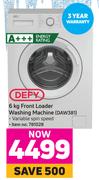 Defy 6Kg Front Loader Washing Machine DAW381
