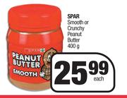 Spar Smooth Or Crunchy Peanut Butter-400g Each