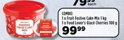 1 x Fruit Festive Cake Mix 1Kg, 1 x Food Lover's Glace Cherries 100g-Combo