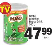 Nescafe Breakfast Energy Drink-500g Each