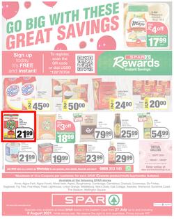 SPAR EASTERN CAPE : Go Big (27 July - 8 August 2021) Valid in Acres, Algoa Park, Aliwal North, Aspen, Burgersdorp. Cambridge, Camdeboo, Cradock, Crossways, Dagbreek, Fig tree, Fleet, Linton, page 8