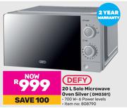 Defy 20L Solo Microwave Oven Silver DMO381