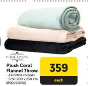Home Living Plush Coral Flannel Throw-Each