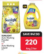 Sunlight Auto Washing Powder 4Kg Or Auto Washing Liquid 3L-For Any 2
