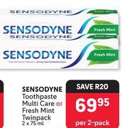 Sensodyne Toothpaste Multi Care Or Fresh Mint Twin Pack-2 x 75ml