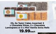 Oh So Tasty Cakes: 5 x Chocolate Slices, 5 x Chocolate Lamingtons Or 5xMini Vanilla Swiss Rolls-Each