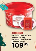 1 x Food Lover's Cake Mix Bucket 1kg, 1 x Food Lover's Glace Cherries 100g Combo