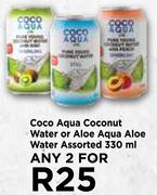 Coco Aqua Coconut Water Or Aloe Aqua Aloe Water Assorted-For Any 2 x 330ml