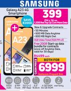 2 x Samsung Galaxy A23 4G Smartphone-On 1.2GB Red Top Up Core More Data