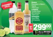 Olmeca Reposado Or Bianco Tequila 750ml & Luckybird Cocktail Mixer 750ml & Schweppes Soda Water 1Ltr