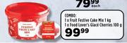 1 x Fruit Festive Cake Mix 1Kg, 1 x Food Lover's Glace Cherries 100g-Combo