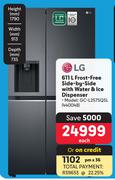 LG 611L Frost Free Side By Side With Water & Ice Dispenser GC-L257SQSL