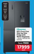 Hisense 631L Frost Free Side By Side Fridge With Water Dispenser H800SB-WD