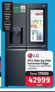 LG 611L Side By Side Instaview Fridge GC-X257CQFS