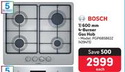 Bosch 600mm 4 Burner Gas Hob PGP6B5B62Z