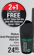 Status Anti-Perspirant Roll-On Assorted-50ml Each