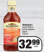 Welligton's Sweet Chilli Or Sweet Jalapeno Sauce-700ml Each