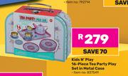 Kids n Play 16 Piece Tea Party Play Set In Metal Case