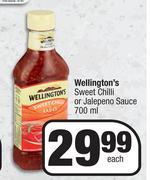 Wellington's Sweet Chilli Or Jalepeno Sauce-700ml Each