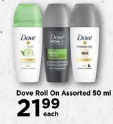 5Dove Roll On Assorted-50ml Each