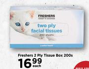 aFreshers 2 Ply Tissue Box-200s Each