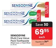 Sensodyne Multi Care Value Pack Toothpaste Multi Care Or Fresh Mint-2 x 75ml