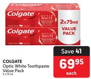 Colgate Optic White Toothpaste Value Pack-2 x 75ml