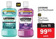 Listerine Zero Mouthash 1L Or Total Care Mouthwash 750ml-Each