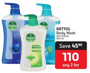 Dettol Body Wash (All Variants)-For Any 2 x 600ml