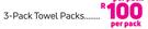 Value Pack Towel Range 3 Pack Towel Packs-Per Pack