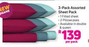 3 Pack Assorted Sheet Pack-Per Pack