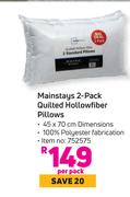Mainstays 2 Pack Quilted Hollow Fibre Pillows-Per Pack