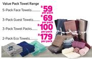 Value Pack Towel Range 5 Pack Face Towels-Per Pack