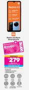 Redmi A3 Black Smartphone-On 1.4GB Red Core Top Up