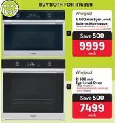 Whirlpool 600mm Eye Level Built In Microwave W7 MW541 + 600mm Eye Level Oven W7 OM5 4H-Both For