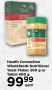 Health Connection Wholefoods Nutritional Yeast Flakes 200g Or Tahini 400g-Each