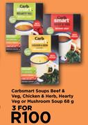 Carbsmart Soups Beef & Veg, Chicken & Herb, Hearty Veg Or Mushroom Soup-For 3 x 68g