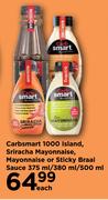 Carbsmart 1000 Island Sriracha Mayonnaise Or Sticky Braai Sauce-375ml/380ml/500ml Each