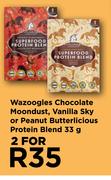 Wazoogles Chocolate Moondust, Vanilla Sky Or Peanut Butterlicious Protein Blend-For 2 x 33g