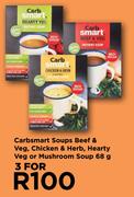 Carbsmart Soups Beef & Veg, Chicken & Herb, Hearty Veg Or Mushroom Soup-For 3 x 68g