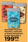 Wazoogles Chocolate Moondust, Vanilla Sky Or Peanut Butterlicious Protein Blend-500g Each