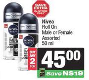 Nivea Roll On Male Or Female Assorted-For 2 x 50ml