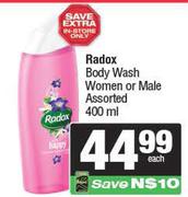 Radox Body Wash Women Or Male Assorted-400ml Each