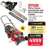 Ryobi 190cc Petrol Lawnmower & 45cc Chain Saw Combo-Per Combo