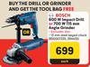 Bosch 600W Impact Drill Or 700W 115mm Angle Grinder-Each