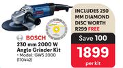 Bosch 230mm 2000W Angle Grinder Kit GWS 2000-Per Kit