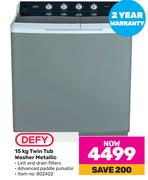 Defy 15Kg Twin Tub Washer Metallic