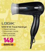 Logik 1200W DC Travel Hairdryer