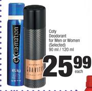 Coty Deodorant For Men Or Women(Selected)-90ml/120ml Each